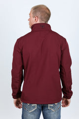 Mens Aztec Softshell Water - Resistant Jacket - Burgundy - Platini Fashion