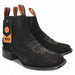 Men's Crazy Leather Square Toe Ankle Boots - Black - Hooch Boots