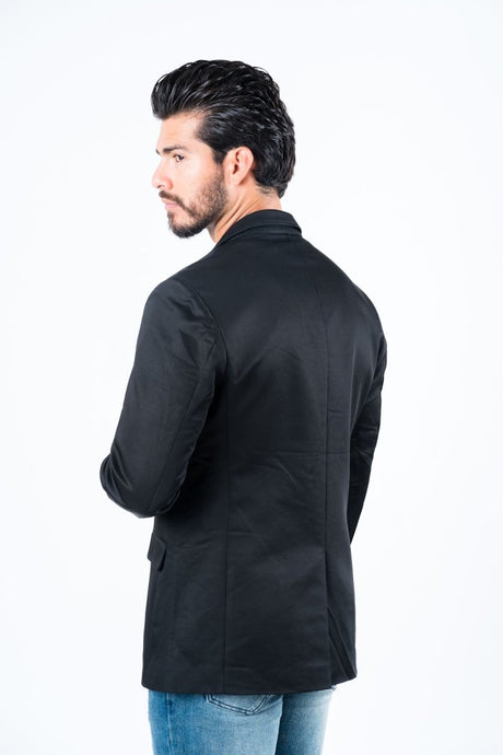 Men's Double Button Black Blazer - Platini Fashion
