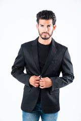 Men's Double Button Black Blazer - Platini Fashion