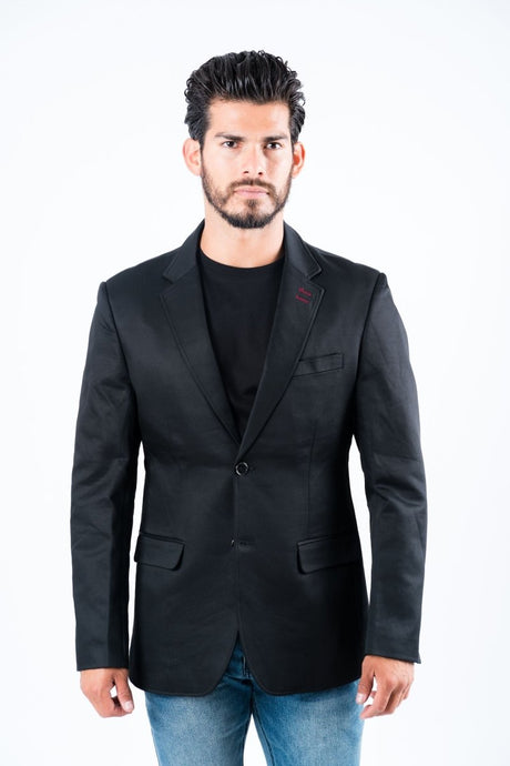 Men's Double Button Black Blazer - Platini Fashion