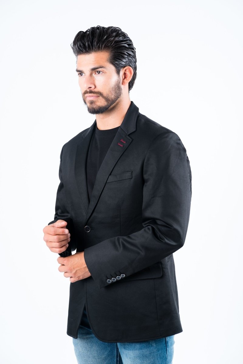 Men's Double Button Black Blazer - Platini Fashion