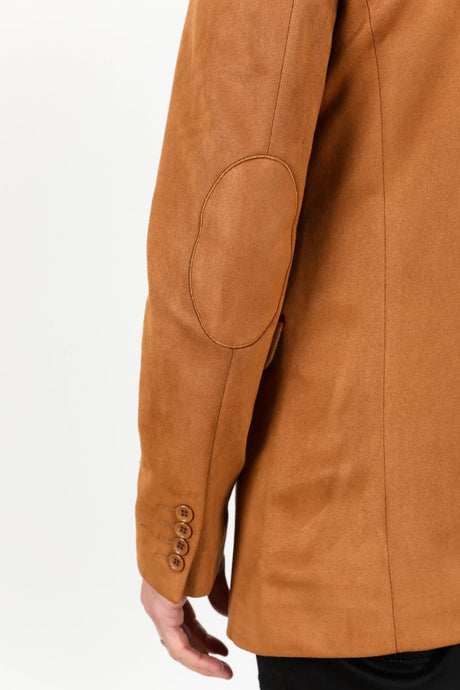 Men's Double Button Faux - Suede Blazer - Platini Fashion