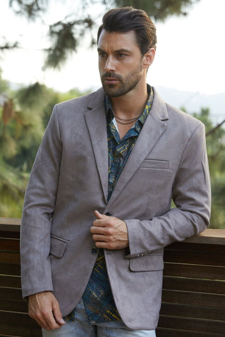 Men's Double Button Mink Faux - Suede Blazer - Platini Fashion