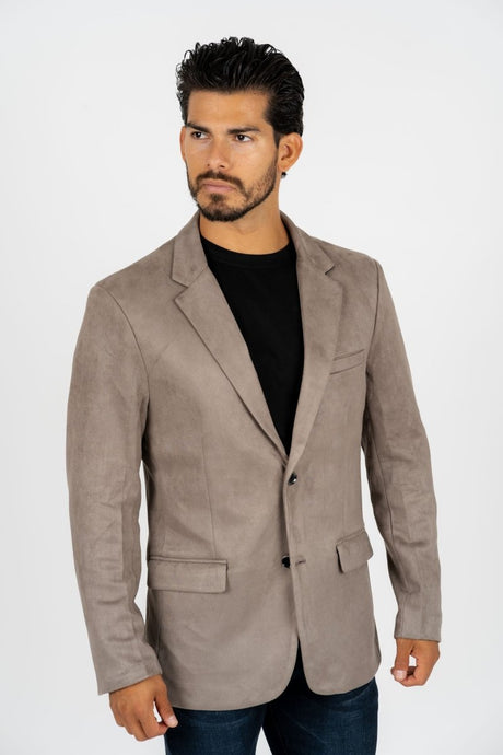 Men's Double Button Mink Faux - Suede Blazer - Platini Fashion