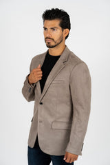 Men's Double Button Mink Faux - Suede Blazer - Platini Fashion