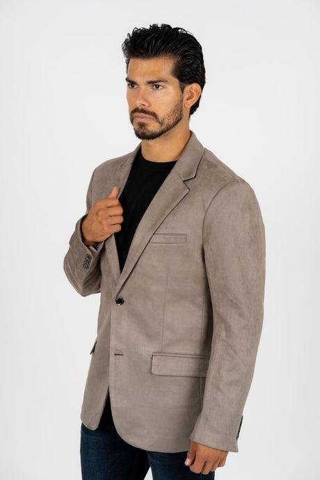 Men's Double Button Mink Faux - Suede Blazer - Platini Fashion