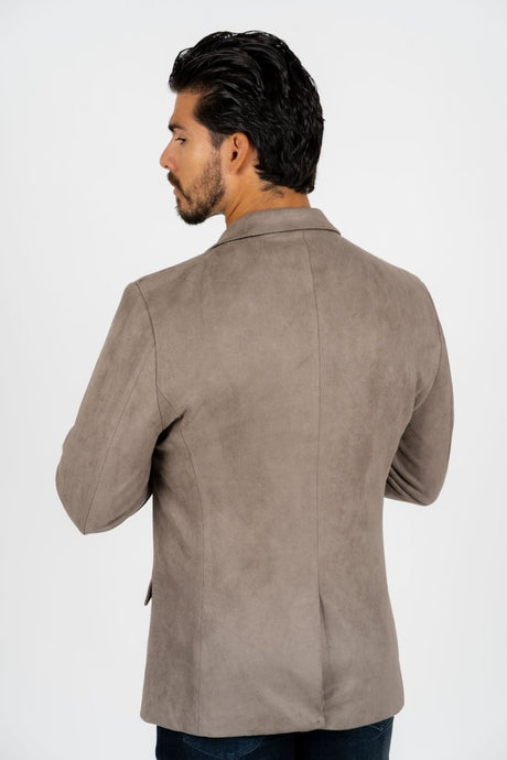 Men's Double Button Mink Faux - Suede Blazer - Platini Fashion