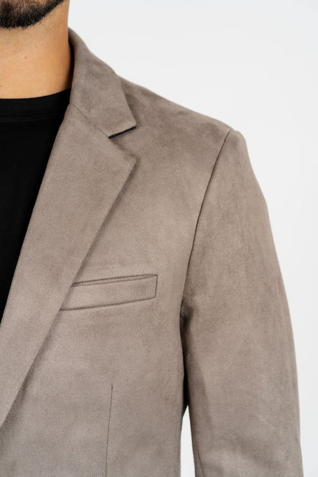 Men's Double Button Mink Faux - Suede Blazer - Platini Fashion