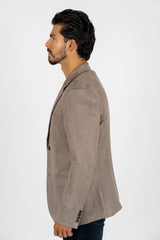 Men's Double Button Mink Faux - Suede Blazer - Platini Fashion