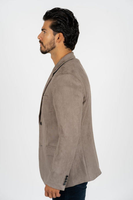 Men's Double Button Mink Faux - Suede Blazer - Platini Fashion