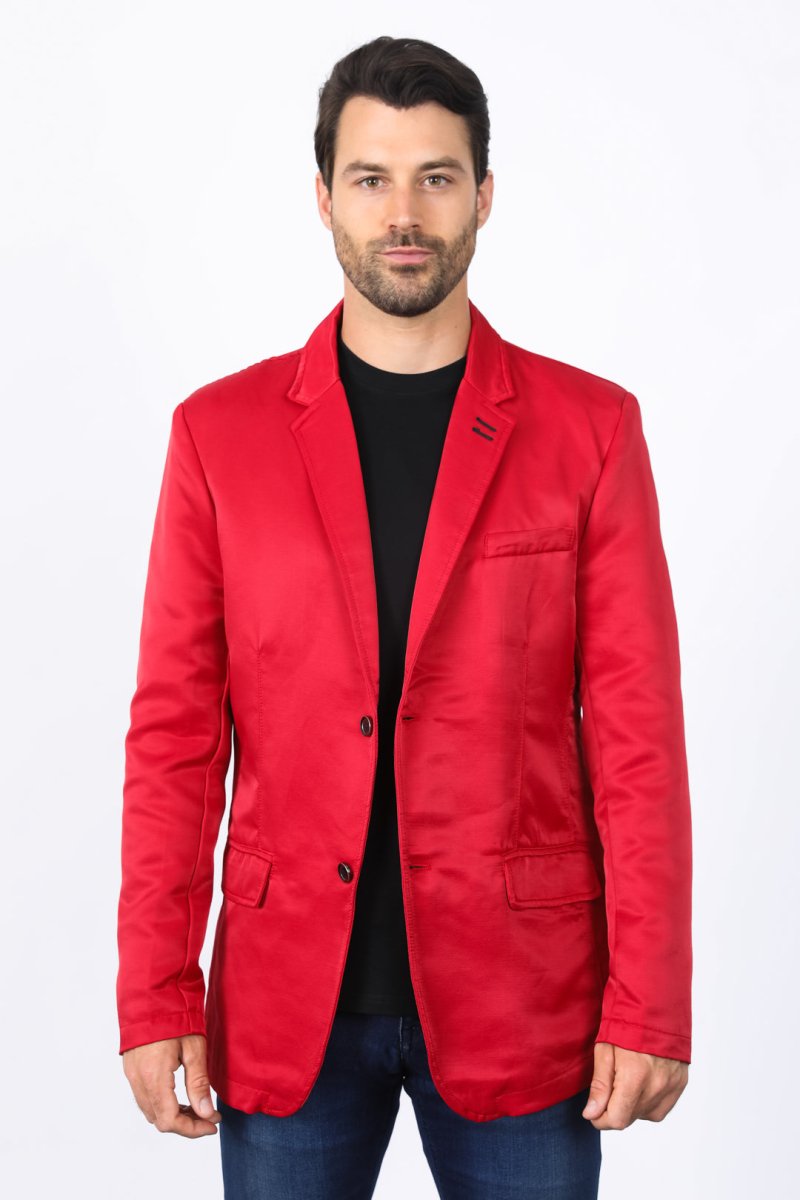 Men's Double Button Red Blazer - Platini Fashion