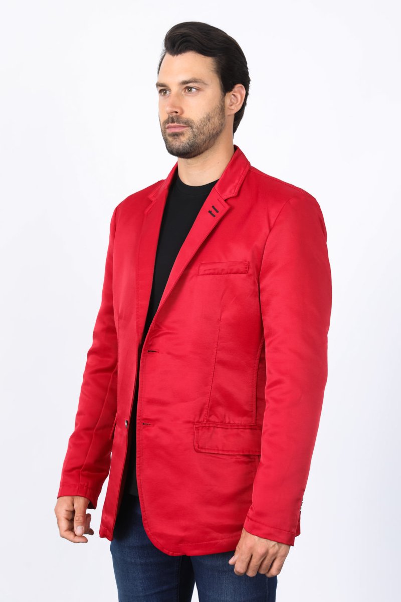 Men's Double Button Red Blazer - Platini Fashion