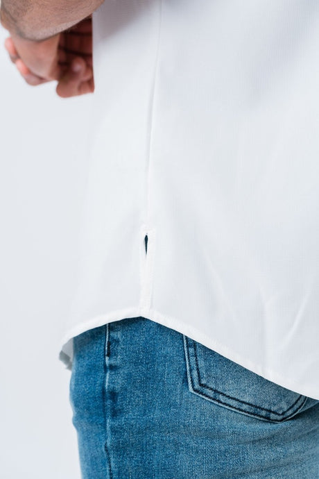 Men's Fishing White Short Sleeve Shirt - Platini Fashion