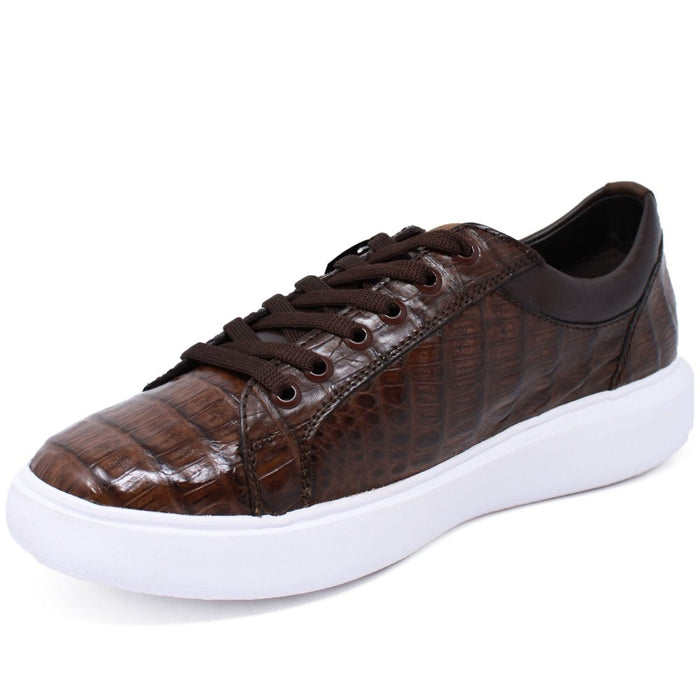 Men's Genuine Full Caiman Belly Skin Sneakers - Brown - Los Altos Boots