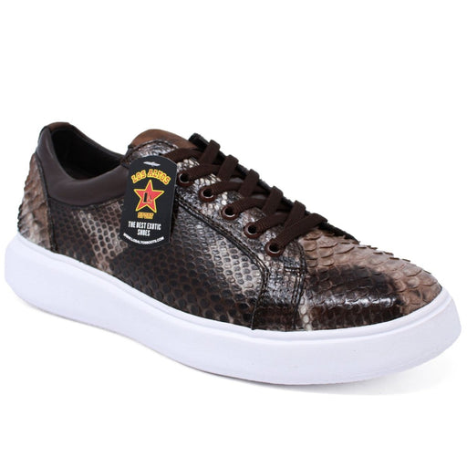 Men's Genuine Full Python Skin Sneakers - Rustic Brown - Los Altos Boots