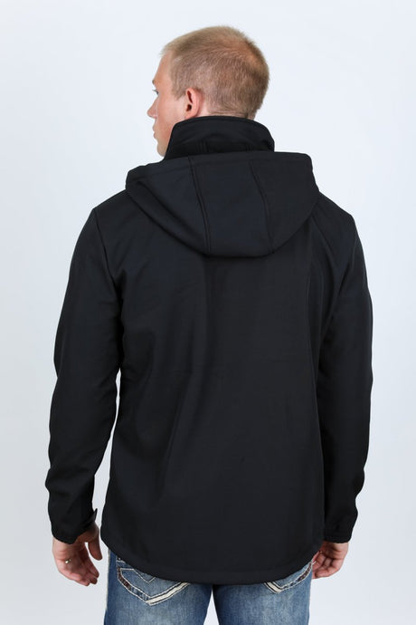Mens Hooded Softshell Water - Resistant Jacket - Black - Platini Fashion