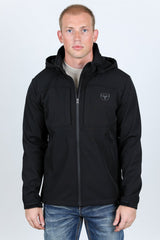 Mens Hooded Softshell Water - Resistant Jacket - Black - Platini Fashion