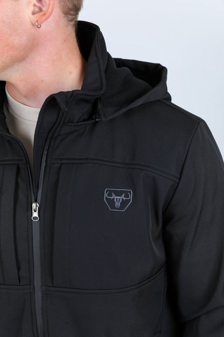 Mens Hooded Softshell Water - Resistant Jacket - Black - Platini Fashion