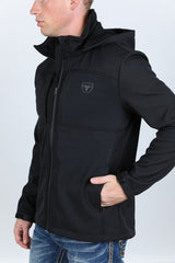 Mens Hooded Softshell Water - Resistant Jacket - Black - Platini Fashion