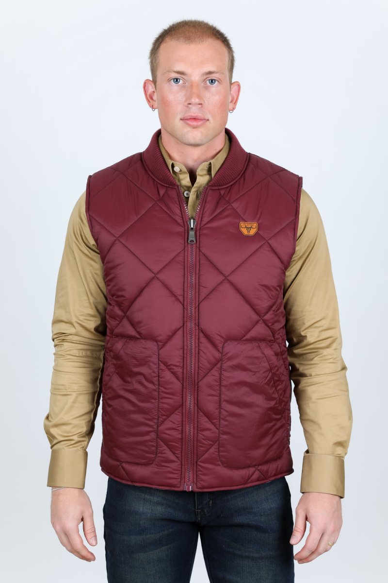 Mens Insulated Reversible Vest - Wine - Platini Fashion