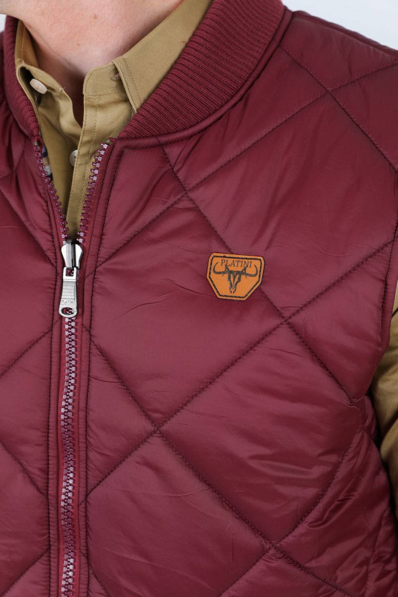 Mens Insulated Reversible Vest - Wine - Platini Fashion