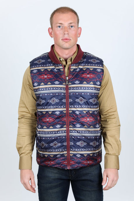 Mens Insulated Reversible Vest - Wine - Platini Fashion