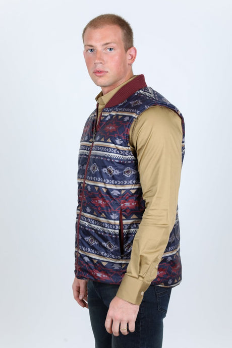 Mens Insulated Reversible Vest - Wine - Platini Fashion