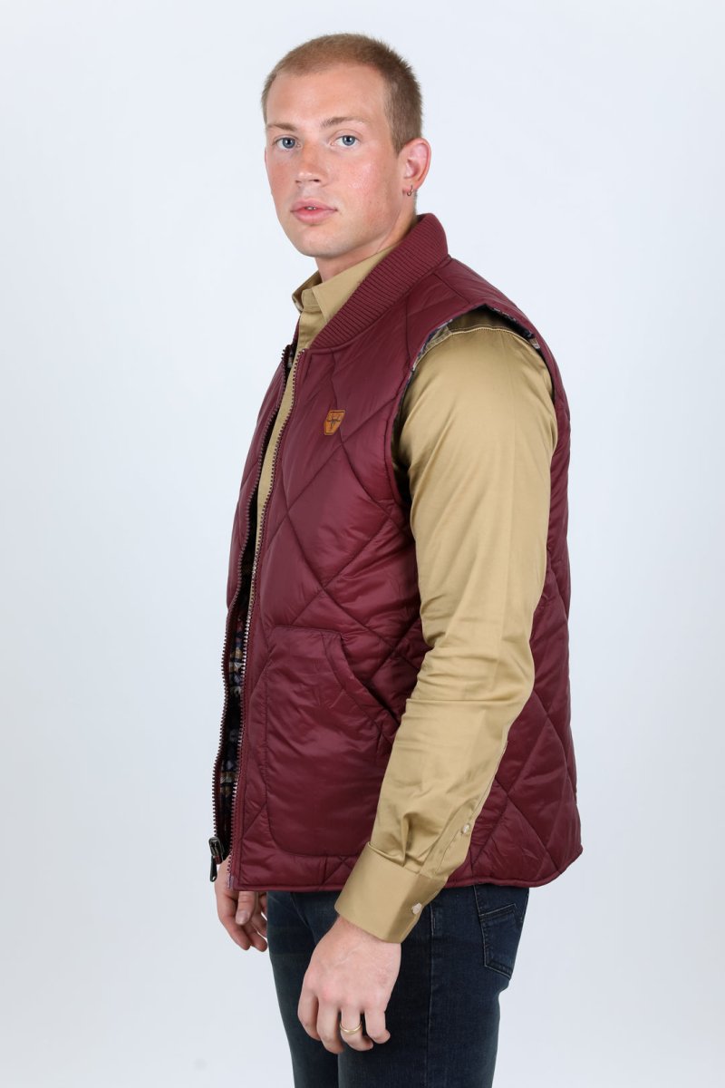 Mens Insulated Reversible Vest - Wine - Platini Fashion