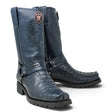 Genuine Caiman Crocodile Tail Square Toe Biker Boots – Los Altos Boots – Side View