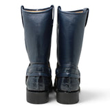 Genuine Caiman Crocodile Tail Square Toe Biker Boots – Los Altos Boots – Side View