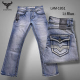 Men's Modern Boot Denim Jeans Embroidered Pockets LAM-1851 - Lamasini