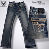 Men's Modern Boot Denim Jeans Embroidered Pockets LAM-1876 - Lamasini