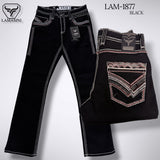 Men's Modern Boot Denim Jeans Embroidered Pockets LAM-1877 - Lamasini