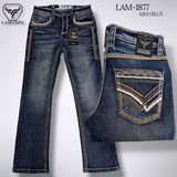 Men's Modern Boot Denim Jeans Embroidered Pockets LAM-1877 - Lamasini