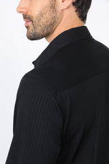 Men’s Modern Fit Stretch Dress Shirt - Black - Platini Fashion