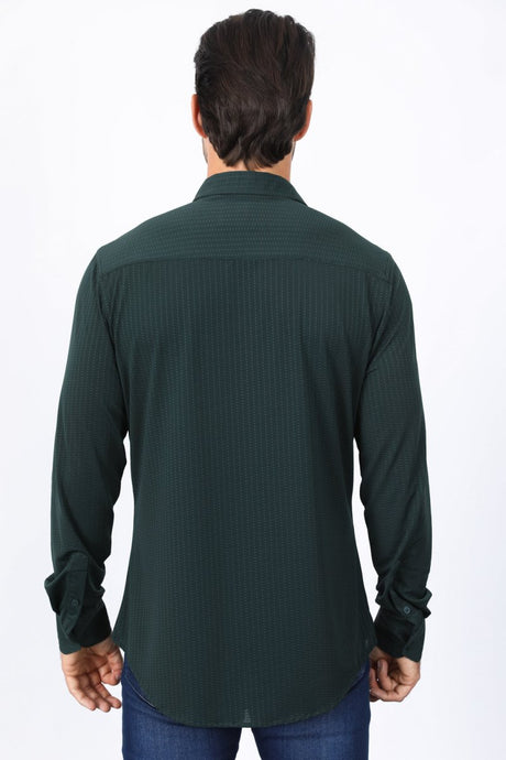 Men’s Modern Fit Stretch Dress Shirt - Green - Platini Fashion