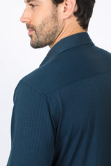 Men’s Modern Fit Stretch Dress Shirt - Teal - Platini Fashion