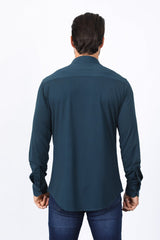Men’s Modern Fit Stretch Dress Shirt - Teal - Platini Fashion