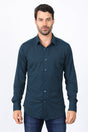 Men’s Modern Fit Stretch Dress Shirt - Teal - Platini Fashion