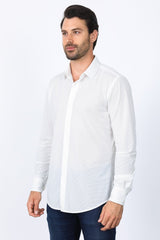 Men’s Modern Fit Stretch Dress Shirt - White - Platini Fashion