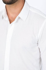 Men’s Modern Fit Stretch Dress Shirt - White - Platini Fashion