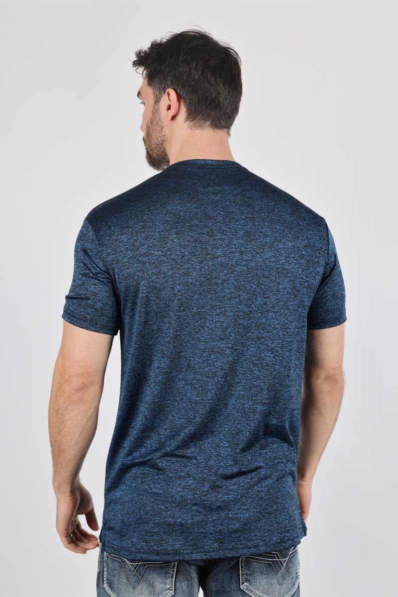 Mens Modern Fit Stretch Henley T-Shirt with Logo - Platini Fashion