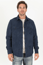 Men's Navy Faux Suede Overshirt - Platini Fashion