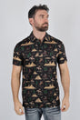 Mens Performance Fabric Modern Fit Stretch Cactus Print Polo - Platini Fashion