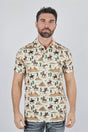 Mens Performance Fabric Modern Fit Stretch Cactus Print Polo - Platini Fashion