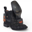 Mens Pirarucu Print Western Botin Black – Genuine Leather Square Toe H42RM7205 - Hooch Boots