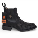 Mens Pirarucu Print Western Botin Black – Genuine Leather Square Toe H42RM7205 - Hooch Boots