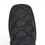 Mens Pirarucu Print Western Botin Black – Genuine Leather Square Toe H42RM7205 - Hooch Boots