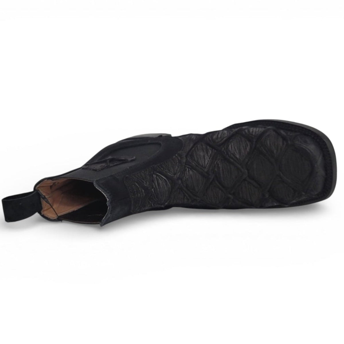 Mens Pirarucu Print Western Botin Black – Genuine Leather Square Toe H42RM7205 - Hooch Boots